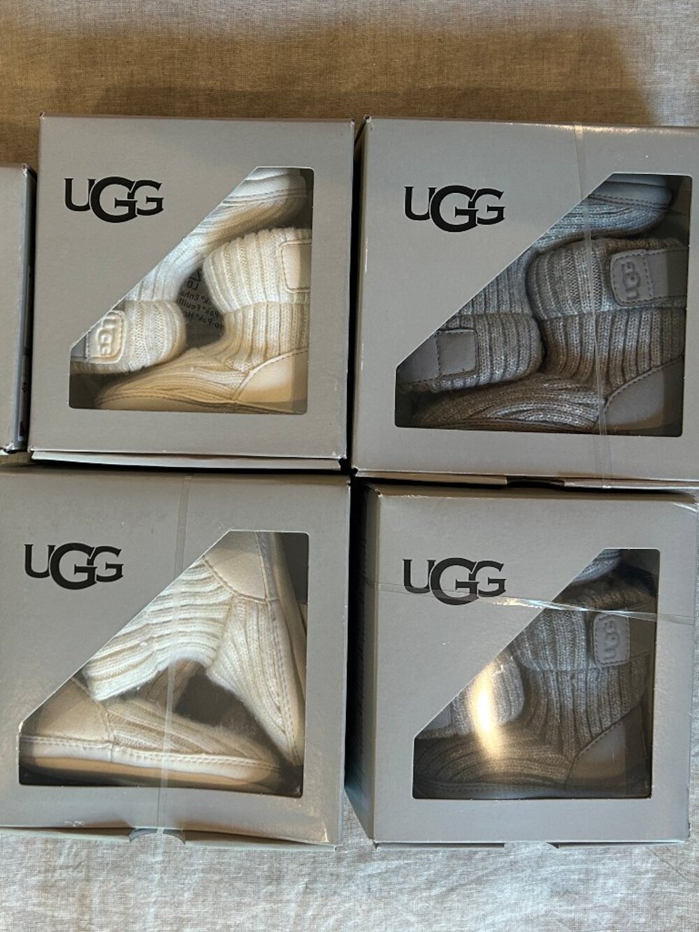 5 Item Bundle - NEW UGG Infant Unisex Skylar Knit Booties + Ugg Nesti Slipper